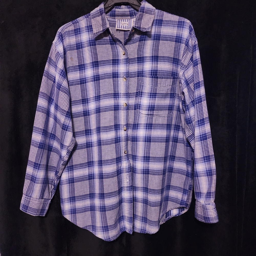 Men's Blue Plaid Button-Down Shirt